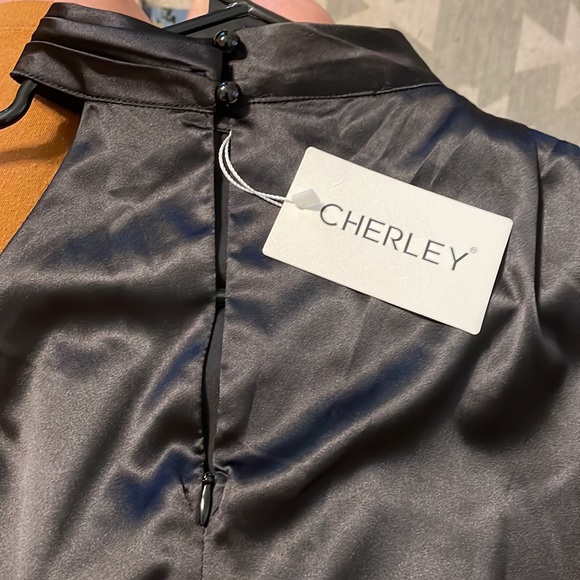 NWT Cherley black sleeveless satin midi dress - Picture 3 of 3